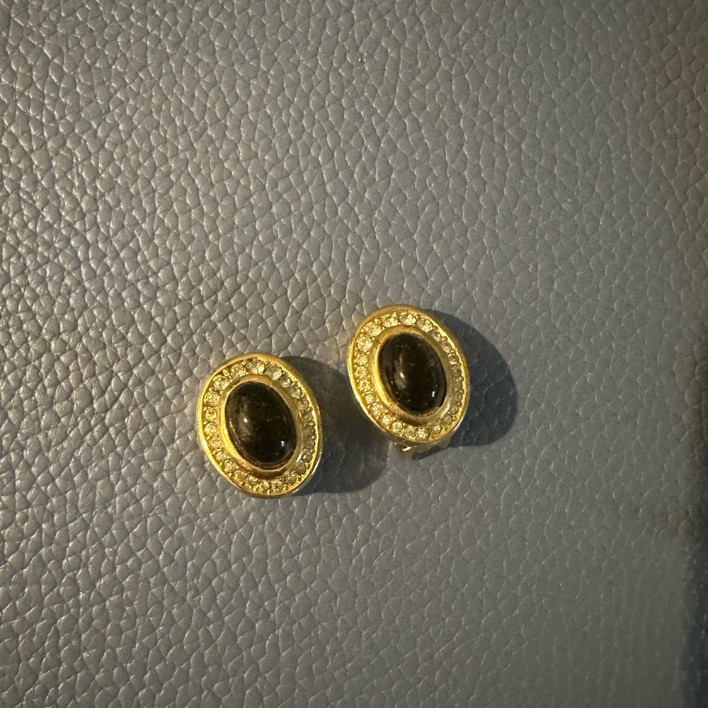 Dior Black and Gold Oval Earrings - Picture 7 of 8